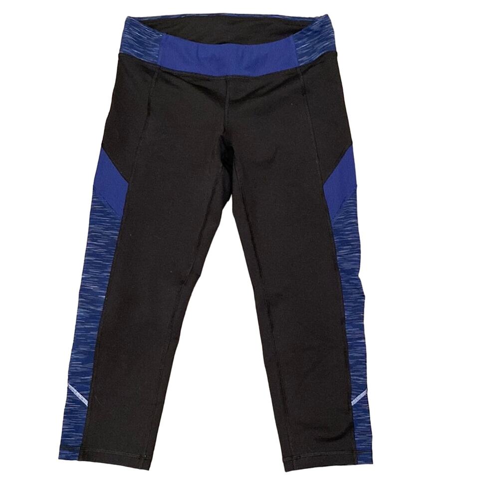 LUCY Cropped Black Blue Color Block Leggings Small